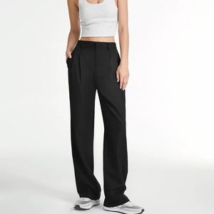 High Waisted Straight Leg Pleat Front Trousers